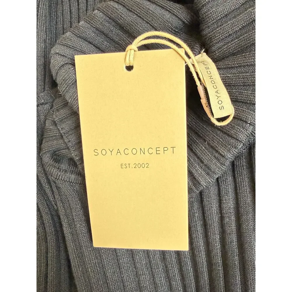 NWT Soya Concept Boutique Ribbed Knit Black Turtleneck Sweater #0424 Size XS